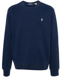 Ralph Lauren - Blauer crew neck sweater mit polo pony stickerei - Lyst