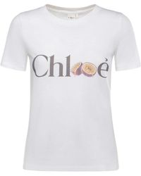 Chloé - Tops ,Wit ,Katoen Baby Fit T-Shirt Met Logo - Lyst