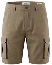 40weft - Korte Broeken ,Bruin ,Linnen Nick Bermuda Cargo - Lyst