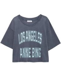 Anine Bing - Tops ,Grijs ,Katoen Johnny Cropped Tee - Lyst