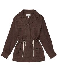 Munthe - Jassen ,Bruin ,Suède Suède Leren Jas Met Oversized Zakken - Lyst