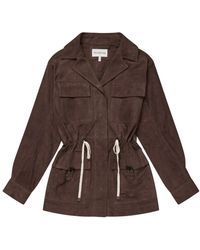 Munthe - Jassen ,Bruin ,Suède Suède Leren Jas Met Oversized Zakken - Lyst