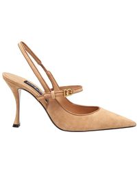 Dolce & Gabbana - Kamel Wildleder Und Nappa Slingbacks - Lyst