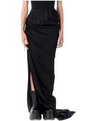 Rick Owens - Zwarte Zijden &Amp; Nylon Rok - Lyst