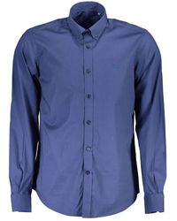 Harmont & Blaine - Blaues baumwollhemd mit schmaler passform - Lyst