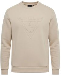 Guess - Hoodies & Sweatvesten ,Polyester Sweatshirt Met Ronde Hals Van Scuba Met Reliëf Logo - Lyst