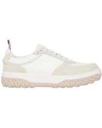 Thom Browne - Weiße letterman sneakers mit cable knit sohle - Lyst