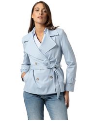 Kocca - Jassen ,Blauw ,Leer Modern Getailleerde Jas Tot Taille Met Riem - Lyst