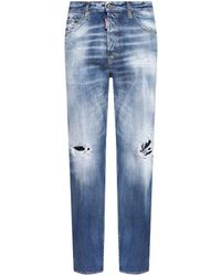 DSquared² - Jeans ,Blauw ,Katoen Distressed Straight-Leg Jeans - Lyst
