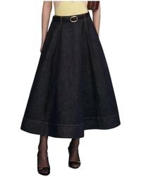 Self-Portrait - Rokken ,Blauw ,Katoen Flared Midi Rok - Lyst