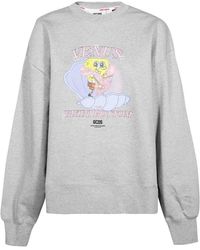 Gcds - Geribbelde Katoenen Sweatshirt Met Voorprint - Lyst