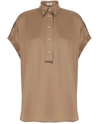 Brunello Cucinelli - Overhemden ,Bruin ,Silk Shirt - Lyst
