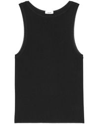 Saint Laurent - Tops ,Zwart ,Ribgebreide Tanktop - Lyst