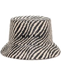 Marni - Raffia Bucket Hat Mit Logo-Stickerei - Lyst