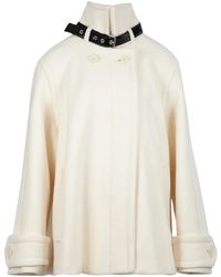 Lanvin - Jassen ,Wit ,Wol Korte Wollen Jas Met Opstaande Kraag - Lyst