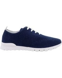 Kiton - Blaue strick-sneaker schnürung gummisohle - Lyst