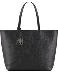 Armani Exchange - Stilvolle schwarze shopper tasche mit logo-anhänger - Lyst