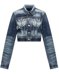 DSquared² - Jassen ,Blauw ,Denim Vintage-Effect Denim Jacket - Lyst