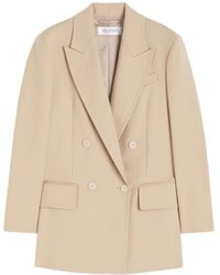 Max Mara - Jassen ,Katoen Dubbellaags Blazer Met Peak Revers - Lyst