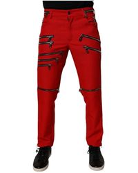 Dolce & Gabbana - Rote Chino-Hose Mit Reißverschluss - Lyst