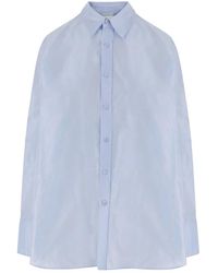Carven - Overhemden ,Blauw ,Oversized Zijde Blouse - Lyst