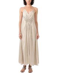 Barbara Bui - Macramé-Detail Geplooide Maxi Jurk - Lyst