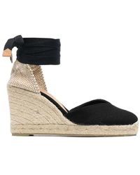 Castañer - Schoenen ,Zwart ,Zwarte Sleehak Schoenen Met Strik - Lyst