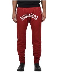 DSquared² - Rote baumwoll-jogginghose mit verstellbarem bund - Lyst