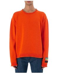 MSGM - Truien & Vesten ,Rood ,Katoen Oranje Katoenen T-Shirt - Lyst