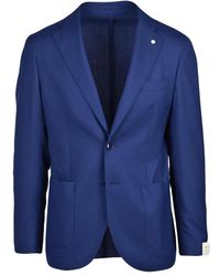L.B.M. 1911 - B.M. 1911, ,Jassen ,Blauw ,Wol Giacca Stondata - Lyst