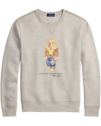 Ralph Lauren - Hoodies & Sweatvesten ,Grijs ,Katoen Fleece Novelty Bear Crewneck Sweatshirt - Lyst