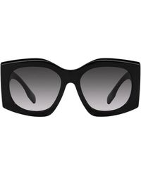 Burberry - Madeline sonnenbrille mit oversized schwarzem rahmen und verlaufsgläsern in grau - Lyst