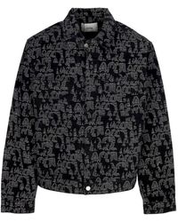 Arte' - Jassen ,Zwart ,Katoen Allover Logo Jacket - Lyst