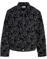 Arte' - Jassen ,Zwart ,Katoen Allover Logo Jacket - Lyst