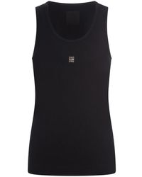 Givenchy - Schwarzes geripptes ärmelloses top 4g logo - Lyst