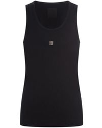 Givenchy - Top negro de canalé sin mangas con logo 4g - Lyst