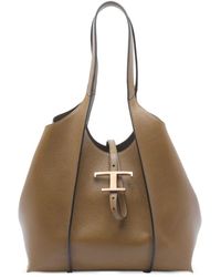 Tod's - Braune Leder-T-Schnalle Handtasche Mit Tasche - Lyst
