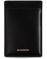 Jil Sander - Accessoires ,Zwart ,Leer Magnetische Kaarthouder - Lyst