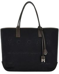 Hogan - Schicke Schwarze Und Braune Shopper Tasche - Lyst
