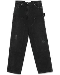 Golden Goose - Distressed Cotton Jeans With Front Patches - Lyst