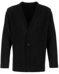 Issey Miyake - Truien & Vesten ,Zwart ,Polyester Pleated Cardigan - Lyst