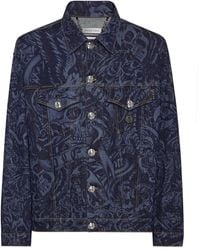 Philipp Plein - Jassen ,Blauw ,Denim Denim Jacket Tattoo - Lyst