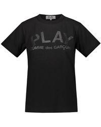 Comme des Garçons - Magliette nera a maniche corte con logo stampato nero - Lyst