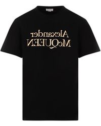 Alexander McQueen - Schwarzes logo baumwoll t-shirt - Lyst