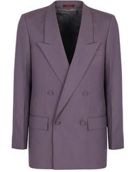 Gucci - Jassen ,Paars ,Wol Double-Breasted Shawl Collar Wool Blazer - Lyst