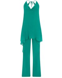 Alberta Ferretti - Jumpsuits & Playsuits ,Groen ,Asymmetrische Jumpsuit - Lyst