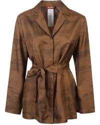 Max Mara - Jassen ,Bruin ,Flowy Print Jacket - Lyst