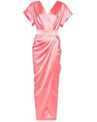 Rhea Costa - Blush Kleid Mit V-Ausschnitt Und Drapierung - Lyst
