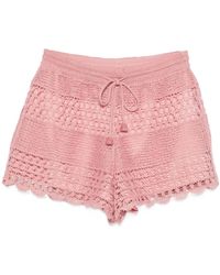 Zimmermann - Korte Broeken ,Roze ,Katoen Wanderlust Gehaakte Shorts Van Katoenmix - Lyst