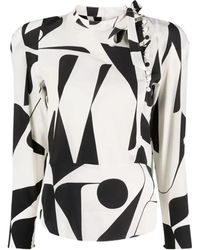 Isabel Marant - Zijden Blouse Met Abstract Patroon - Lyst